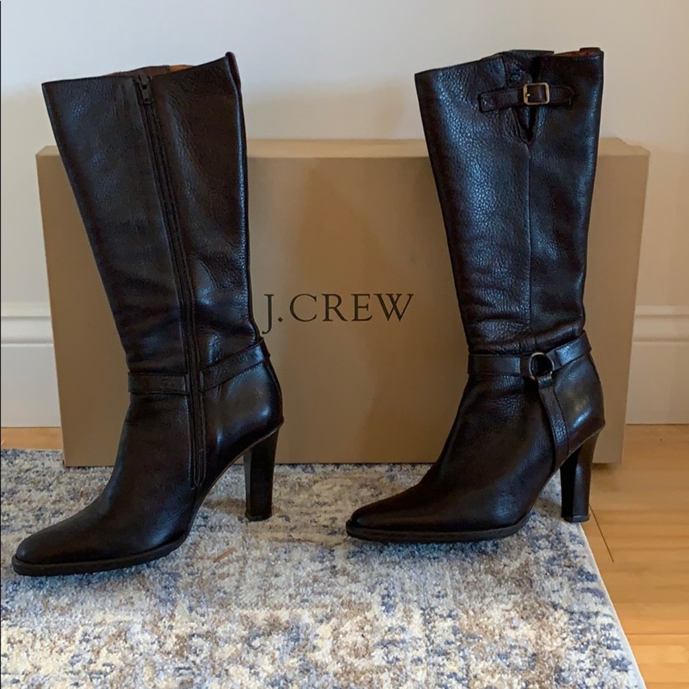 J Crew leather heeled boots